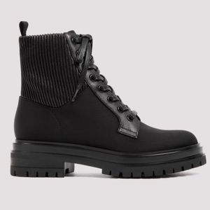 Gianvito Rossi
Black Martis Combat Nylon Leather Ankle Lace Boots/Booties